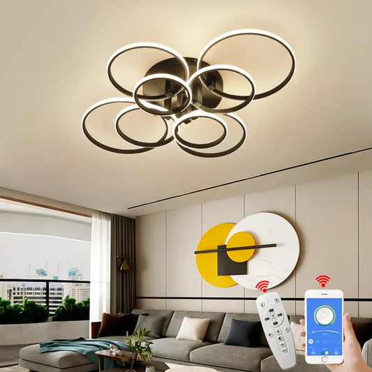 Captivating LED Circle Rings Ceiling Light, a modern and unique lighting fixture that adds a touch of sophistication to any space. The circular design and LED illumination create a stylish and contemporary ambiance. Perfect for enhancing your interior decor with a blend of innovation and elegance.
