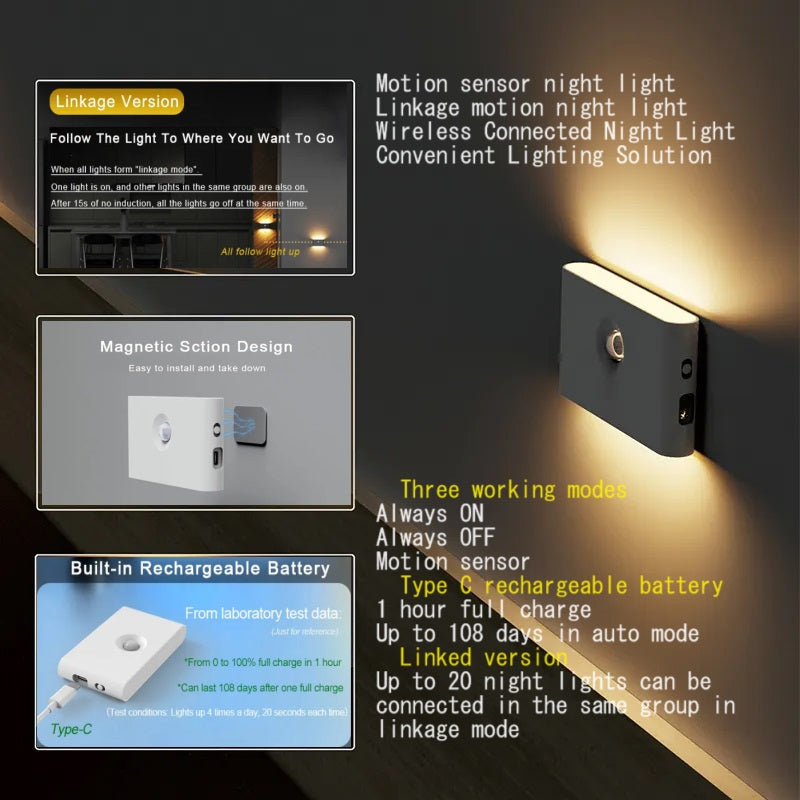 Motion Sensor Night Light / Smart Linkage wall light