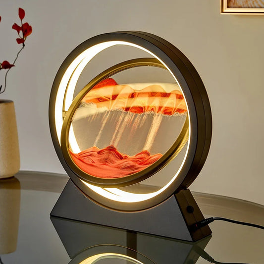 Rotating Quicksand Table Lamp / 3D Sandscape Hourglass