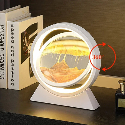 Rotating Quicksand Table Lamp / 3D Sandscape Hourglass